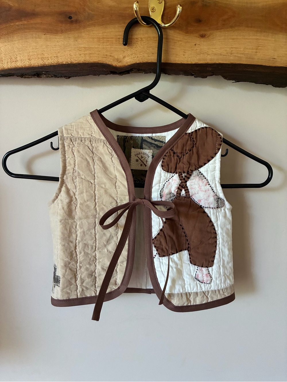 Field + Stitch Handmade Patchwork Vintage Quilt Vest 2T Running Boy